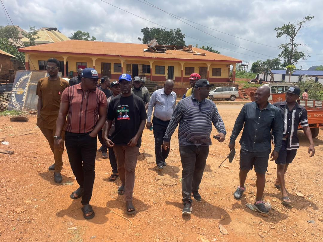 Obudu Chairman Visits Fire Scene, Assures Government Support for Victims of Fire, Flood and Windstorm Disasters.