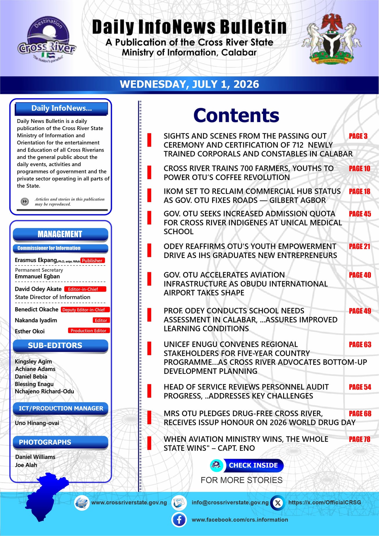 CROSS RIVER STATE DAILY NEWS PUBLICATION 1/07/2026