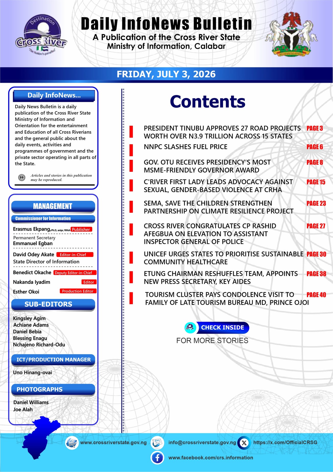 CROSS RIVER STATE DAILY NEWS PUBLICATION