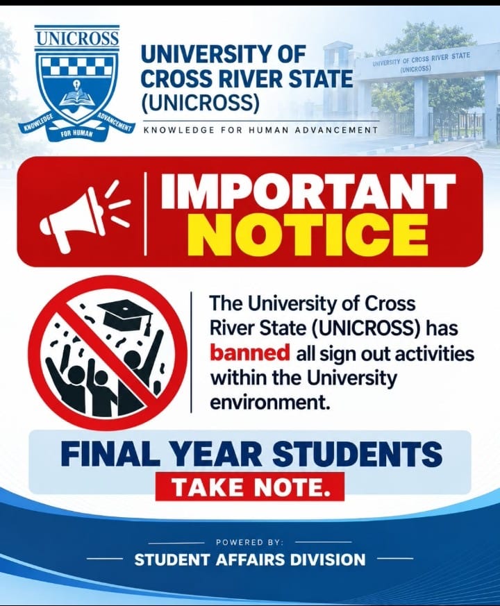 UNICROSS Bans Final-Year Students’ Sign-Out, Warns Against Defiance