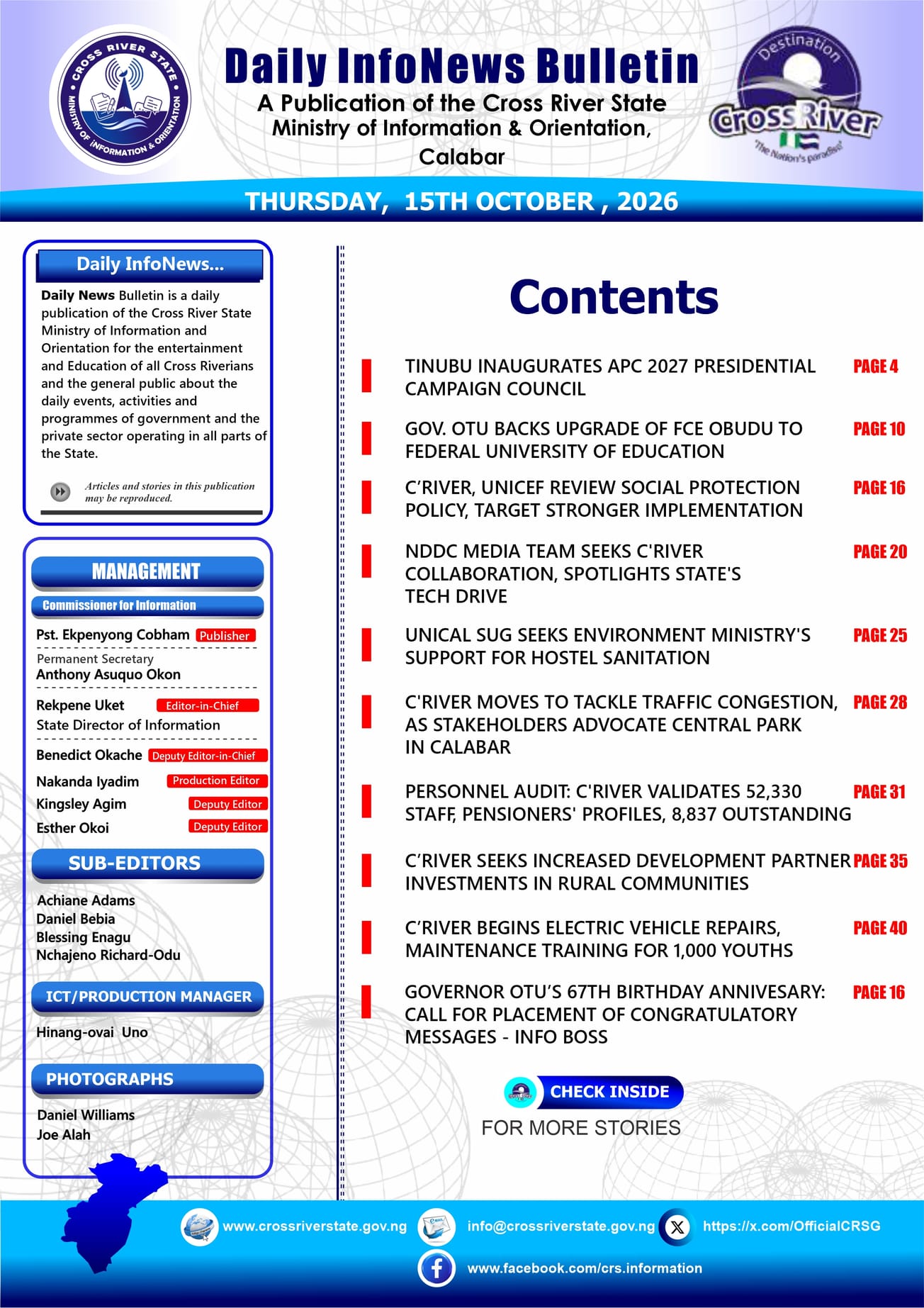 CROSS RIVER STATE DAILY NEWS CHANNEL 24/7